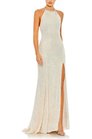 Mac Duggal Sequined High Neck Rhinestone Trim Column Gown in at Nordstrom, Size 10