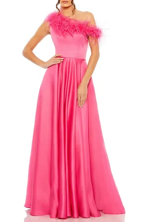 Mac Duggal One Shoulder A Line Gown With Feather Detail in at Nordstrom, Size 4