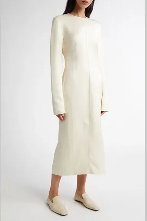 Totême Lean Long Sleeve Satin Midi Dress in at Nordstrom, Size 4 Us