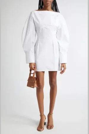 Jacquemus La Casaco Long Sleeve Cotton Shirtdress in at Nordstrom, Size 10 Us