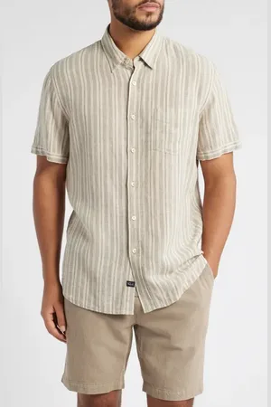 Rails Carson Short Sleeve Stretch Linen Blend Button-Up Shirt in at Nordstrom, Size Small