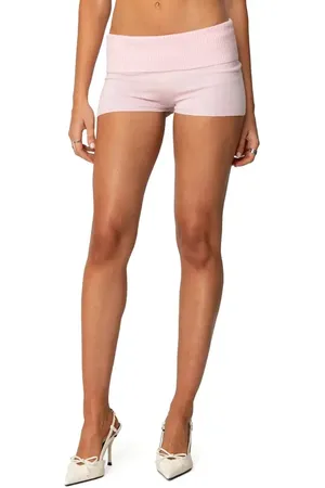 Edikted Jamie Foldover Knit Micro Shorts in at Nordstrom, Size X-Large