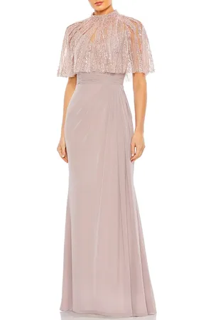 Mac Duggal High Neck Embellished Hand Beaded Cape Evening Gown in at Nordstrom, Size 8