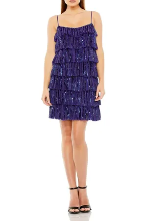 Mac Duggal Beaded Strap Sequin Ruffle Mini Dress in at Nordstrom, Size 4