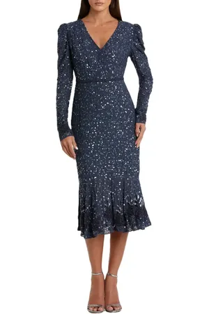 Mac Duggal Sequin Gown with Embellished Hemlin and Belt in at Nordstrom, Size 16