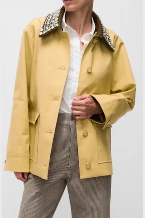 VERONICA BEARD Arlen Crystal Collar Cotton Dickey Coat in at Nordstrom, Size X-Small