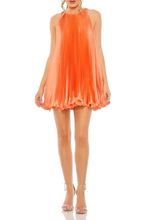 Mac Duggal Pleated Halter Neck Flowy Mini Trapeze Dress in at Nordstrom, Size 6