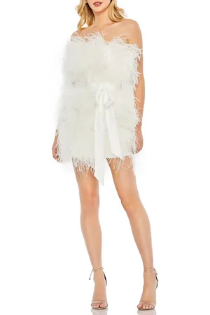 Mac Duggal Feather Strapless Mini Dress in at Nordstrom, Size 0