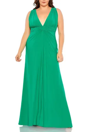 Mac Duggal Draped V Neck Sleeveless A Line Gown in at Nordstrom, Size 16W