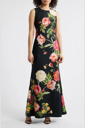 Vince Camuto Floral Sleeveless Scuba Knit Mermaid Gown in at Nordstrom, Size 10