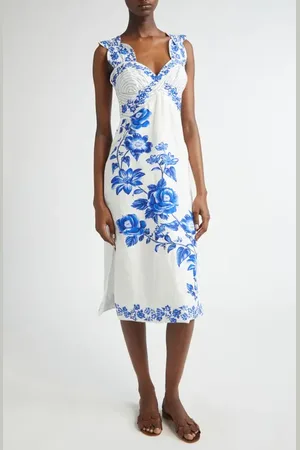 Farm Rio Floral Cascade Linen Dress in at Nordstrom, Size X-Small