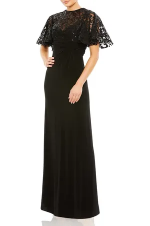 Mac Duggal Embellished Butterfly Cape Sleeve Jersey Gown in at Nordstrom, Size 12