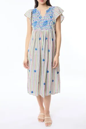 Calypso St. Barth Rugby Dress in Rainbow /Blue at Nordstrom, Size Medium