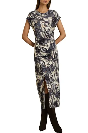Reiss Lennia Cap Sleeve Ruched Jersey Midi Dress in at Nordstrom, Size X-Small