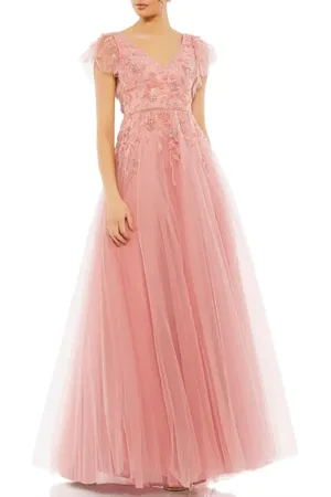 Mac Duggal Embellished Cap Sleeve V Neck Gown in at Nordstrom, Size 16