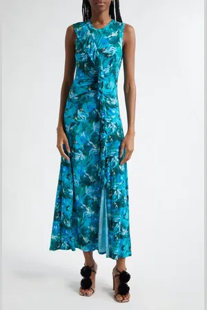 ULLA JOHNSON Elise Floral Print Ruffle Sleeveless Maxi Dress in at Nordstrom, Size Medium