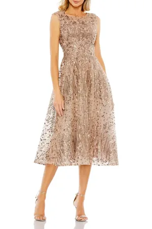 Mac Duggal Sequined Cap Sleeve Fit and Flare Dress in at Nordstrom, Size 14