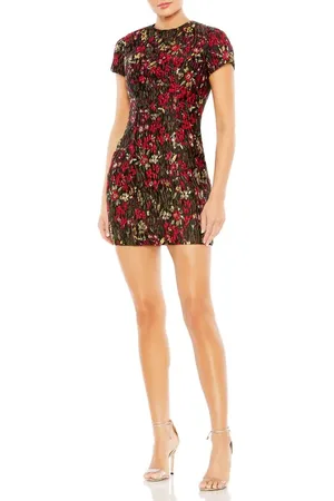 Mac Duggal Floral Brocade Cap Sleeve Fitted Dress in at Nordstrom, Size 12
