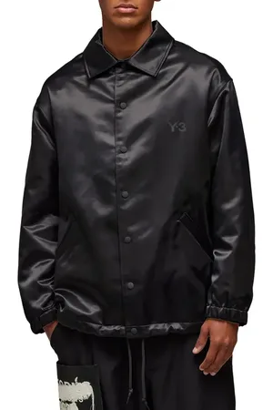 Y-3 Logo Detail Satin Coach Jacket in at Nordstrom, Size Small
