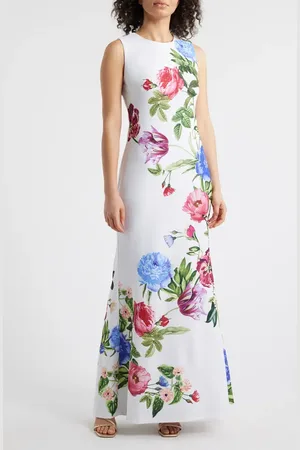 Vince Camuto Floral Sleeveless Scuba Knit Mermaid Gown in at Nordstrom, Size 12