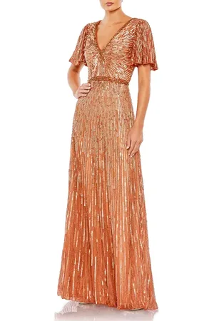 Mac Duggal Embellished V Neck Butterfly Sleeve Column Gown in at Nordstrom, Size 4