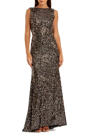 Mac Duggal Cowl Back Boat Neck Sequined Evening Gown in at Nordstrom, Size 2