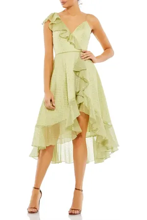 Mac Duggal Ruffled Faux Wrap Midi Dress in at Nordstrom, Size 12