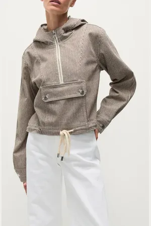 VERONICA BEARD Kaeli Railroad Stripe Stretch Cotton Half-Zip Jacket in at Nordstrom, Size X-Small