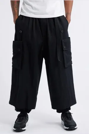 Y-3 Belted Washed Twill Cargo Pants in at Nordstrom, Size Medium
