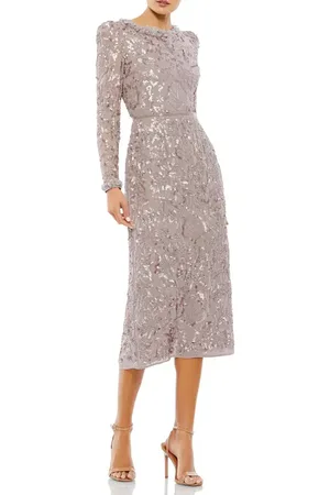 Mac Duggal Embellished High Neck Puff Sleeve Fitted Dress in at Nordstrom, Size 6
