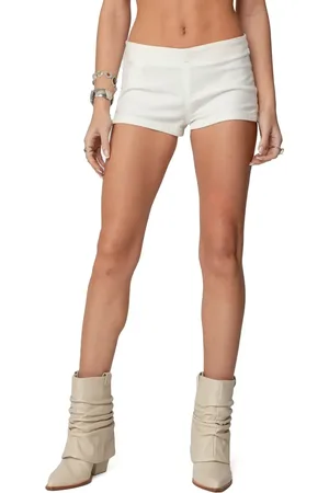 Edikted Dinah Denim Micro Shorts in at Nordstrom, Size Medium