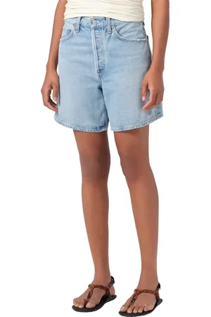 AGOLDE Dame High Waist Mid Length Relaxed Denim Shorts in at Nordstrom, Size 24