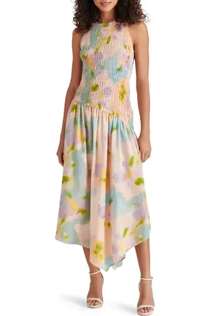 Steve Madden Mareena Smocked Asymmetric Dress in at Nordstrom, Size Small