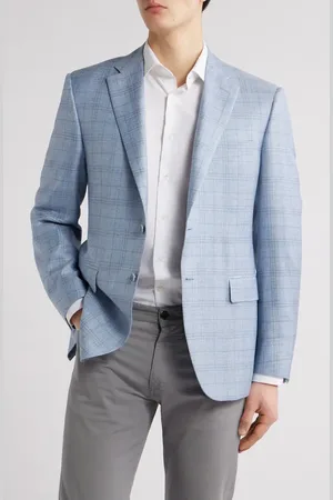 CANALI Siena Regular Fit Plaid Wool & Silk Blend Sport Coat in at Nordstrom, Size 43 Us