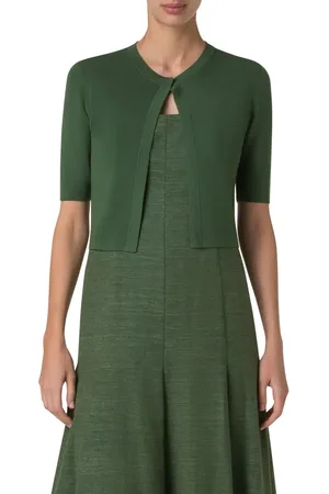 AKRIS Short Sleeve Virgin Wool Crop Cardigan in at Nordstrom, Size 12