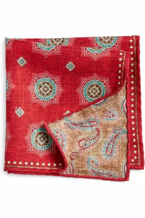 EDWARD ARMAH Medallion & Paisley Reversible Silk Pocket Square in at Nordstrom