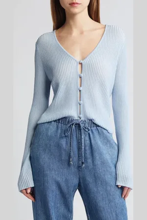 RAG&BONE Dorit V-Neck Wool Blend Rib Cardigan in at Nordstrom, Size Xx-Small