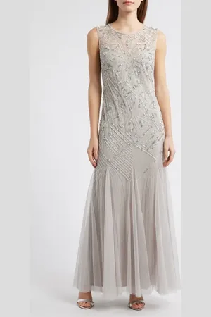 Pisarro Nights Geometric Beaded Sleeveless Gown in at Nordstrom, Size 8