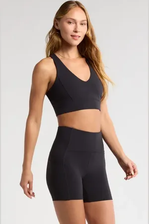 Zella Studio Luxe V-Neck Racerback Sports Bra in at Nordstrom, Size X-Small