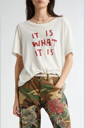 R13 It Is What It Is Cotton & Cashmere Graphic T-Shirt in at Nordstrom, Size Medium