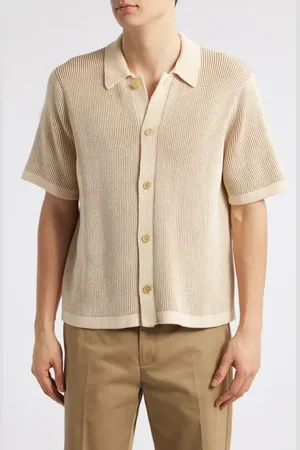 Corridor Plated Short Sleeve Cotton Cardigan in at Nordstrom, Size Medium