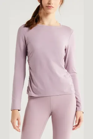 Zella Ruched Long Sleeve T-Shirt in at Nordstrom, Size X-Small