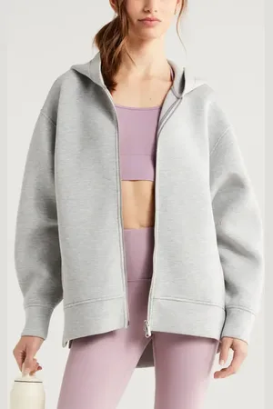 Zella Front Zip High-Low Hoodie in at Nordstrom, Size X-Large