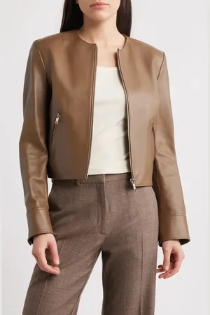 HUGO BOSS Sadenita Leather Jacket in at Nordstrom, Size 4