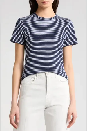 NILI LOTAN Lana Stripe Cotton T-Shirt in at Nordstrom, Size Small