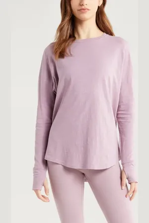 Zella Relaxed Washed 2.0 Long Sleeve Slub Tee in at Nordstrom, Size Small