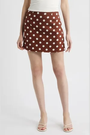 WAYF Elle Polka Dot Linen Blend Miniskirt in at Nordstrom, Size X-Small