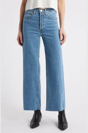 RE/DONE Raw Hem High Waist Ankle Wide Leg Jeans in at Nordstrom, Size 24