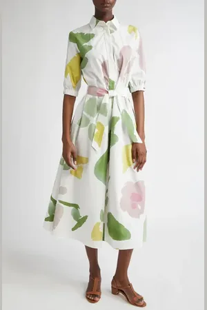 Max Mara Canter Botanical Print Cotton Shirtdress in at Nordstrom, Size 0