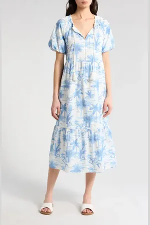 Tommy Bahama Fortuna Fronds Cotton Midi Dress in at Nordstrom, Size Large